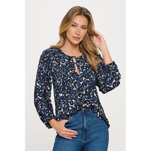 WEST K Women's Dream Buckle Keyhole Long Sleeve Blouse - image 1 of 4