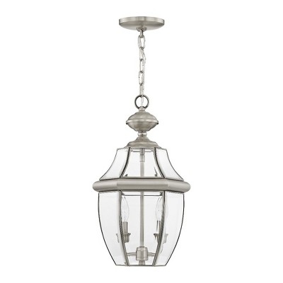 Monterey 19" Brushed Nickel Glass Outdoor Pendant Lantern