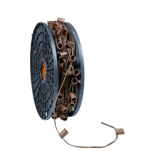 Novelty Lights 250 Feet C9/E17 Intermediate Base Christmas Bulk Spool, Vintage Holiday Hanging Light String, 12" Spacing, SPT-1 18 Gauge Brown Wire - 1 of 4
