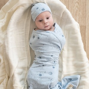 Organic Swaddle Blanket & Hat Set - Celestial - 1 of 4