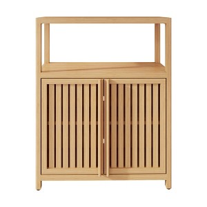 VANIRROR Bamboo Sideboard&Buffet Storage Cabinet, Freestanding Organizers With Two Doors for Bathroom, Dining Room, Hallway, Kitchen - 1 of 4