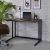 GlasFlength Desks Metal Frame Rustic Computer Desk Gaming Desk Home Office Desk Simple Design for Small Spaces, Black, 47"*24"*30" - 2 of 4