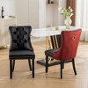 COWLOWN Set of 2 Luxury Tufted Dining Chairs, PU & Velvet Upholstered Chairs with Solid Wood Legs - 4 of 4