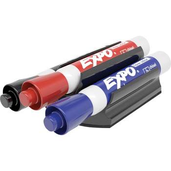 EXPO Magnetic Clip Eraser w/3 Markers Chisel Black/Blue/Red 1 Set 81503