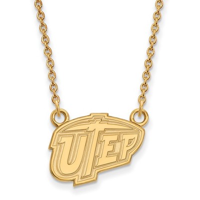 Black Bow Jewelry 10k Yellow Gold Texas at El Paso Miners NCAA Necklace 18 Inch