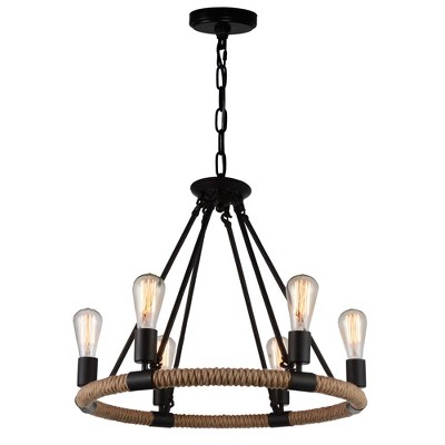 CWI Lighting Ganges 6 Light Up Chandelier With Black Finish