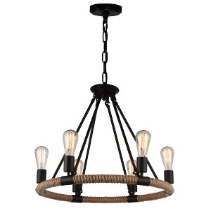 CWI Lighting Ganges 6 Light Up Chandelier With Black Finish - 1 of 4