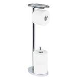 Ovo Multi Functional Toilet Caddy with Toilet Tissue Roll Reserve and Multi Use Tray Chrome - Better Living Products