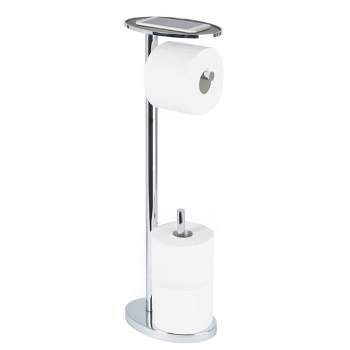 Ovo Multi Functional Toilet Caddy with Toilet Tissue Roll Reserve and Multi Use Tray Chrome - Better Living Products