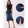 INSPIRE CHIC Women's Midi High Waist Slit Front with Pockets Jean Skirts - 2 of 4