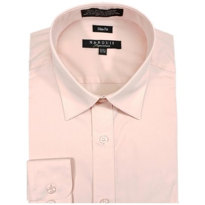 Marquis Men's Wedding Blush Pink Long Sleeve With Slim Fit Dress Shirt 18.5  / 34-35 : Target