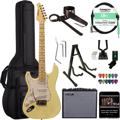 Sawtooth Left-Handed Vanilla Cream ES Series Electric Guitar w/ Vintage Cream Pickguard - Includes: Accessories, Amp & Gig Bag