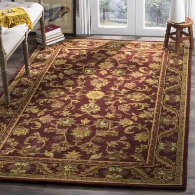 Handmade Red and Gold Wool Tufted Area Rug