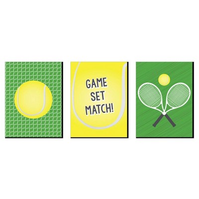 Big Dot of Happiness You Got Served - Tennis - Sports Themed Wall Art, Kids Room Decor and Game Room Home Decor - 7.5 x 10 inches - Set of 3 Prints