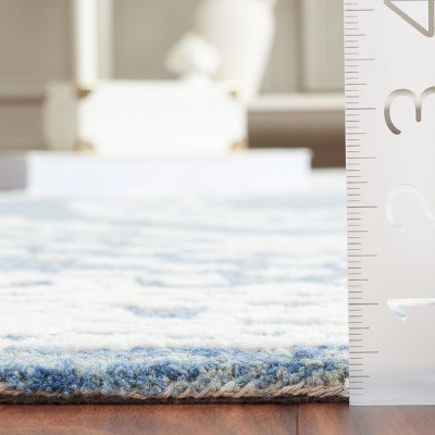 Ivory and Navy Tufted Handmade Wool Area Rug, 6' x 9'