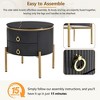 19.6'' Easy Assembly Round End Table with Storage Drawers, Fluted Nightstand,White - 2 of 4