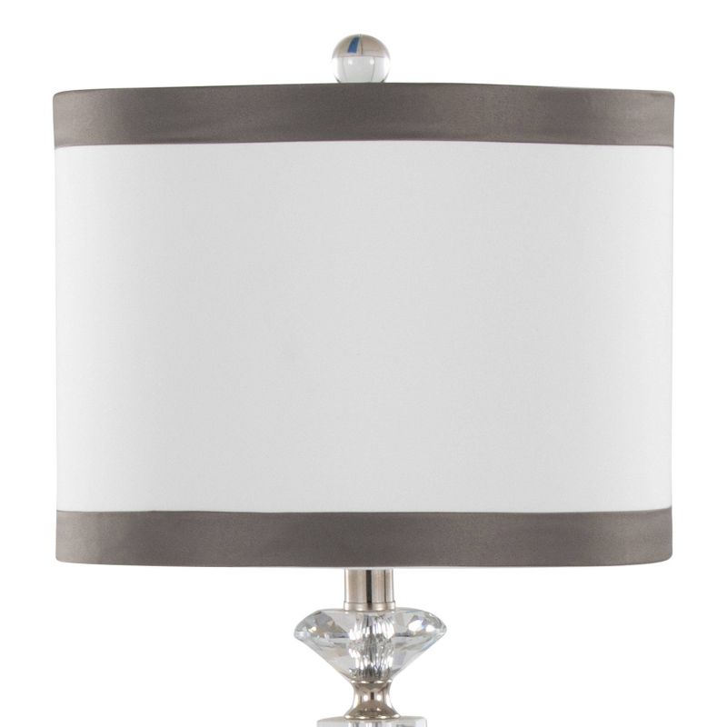 LumiSource (Set of 2) Diamond Torch 25.75&#34; Crystal Contemporary Table Lamps with Off-White Shade with Dark Gray Trim from Grandview Gallery, 4 of 9