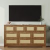 Farmhouse Wood Chest of Drawers for Bedroom, 59" Rattan 10 Drawer Dresser, Wide Storage Organizer TV Stand for Living Room, Entryway, Closet - 3 of 4