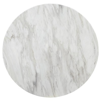 Transitional Carrara Marble 42" Round Counter-Height Table in Brown