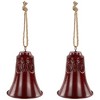 Northlight Embossed Christmas Bell Ornaments - 6" - Burgundy - Set of 2 - 3 of 4