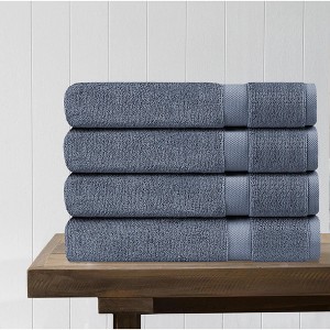 Delara 100% Organic Cotton 650 GSM Long Staple, Soft, Quick Dry & Ultra-Absorbent Bath Sheet (Pack of 4), Mineral Blue - 1 of 4