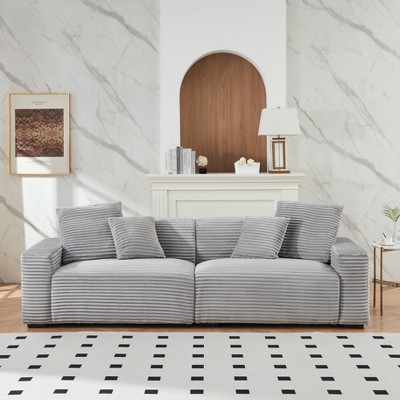 NicBex 104.72 Inch Corduroy Deep Seat Couch with 4 Throw Pillows for Living Room,Office,Apartment