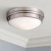 Minka Lavery Modern Ceiling Light Flush Mount Fixture 13 1/4" Brushed Nickel Metal White Glass Bowl Shade for Bedroom Living Room - 2 of 3