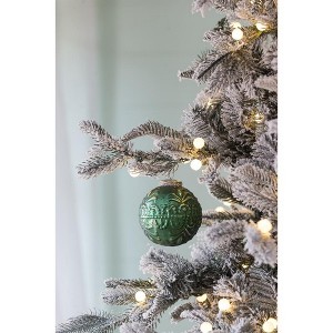 NAYSAYE Party Decoration and Accessories Glass Christmas Ball Ornaments Set of 6 for Christmas Tree Decors, Green, 3.9"*3.9"*0.25" - 1 of 4