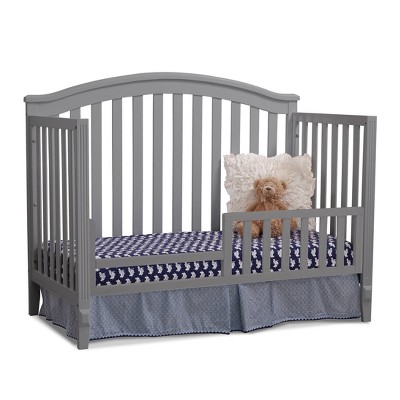 Gray Pine Wood 4-in-1 Convertible Crib with Arched Headboard