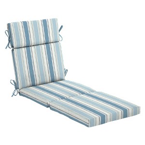 ARDEN Outdoor Chaise Cushion, 22 x 77, Rain-Proof, Fade Resistant French Blue Linen Stripe - 1 of 4