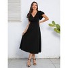Maternity Dresses Womens Summer Casual Warp V Neck Ruffle Short Sleeve A Line Swing Midi Dress Babyshower Photoshoot - 2 of 4