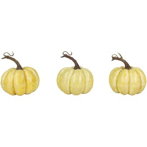 Northlight Antiqued Crackle Finish Fall Harvest Pumpkins - 4" - Set of 3 - Yellow - 1 of 3
