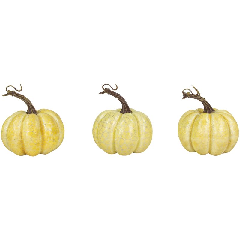 Northlight Set of 3 Antiqued Crackle Finish Fall Harvest Pumpkins 4", 1 of 4