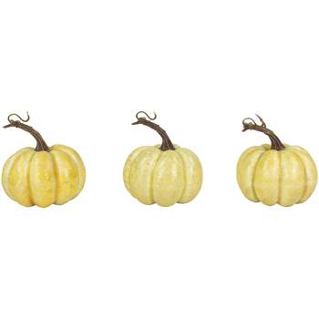 Northlight Set of 3 Antiqued Crackle Finish Fall Harvest Pumpkins 4"