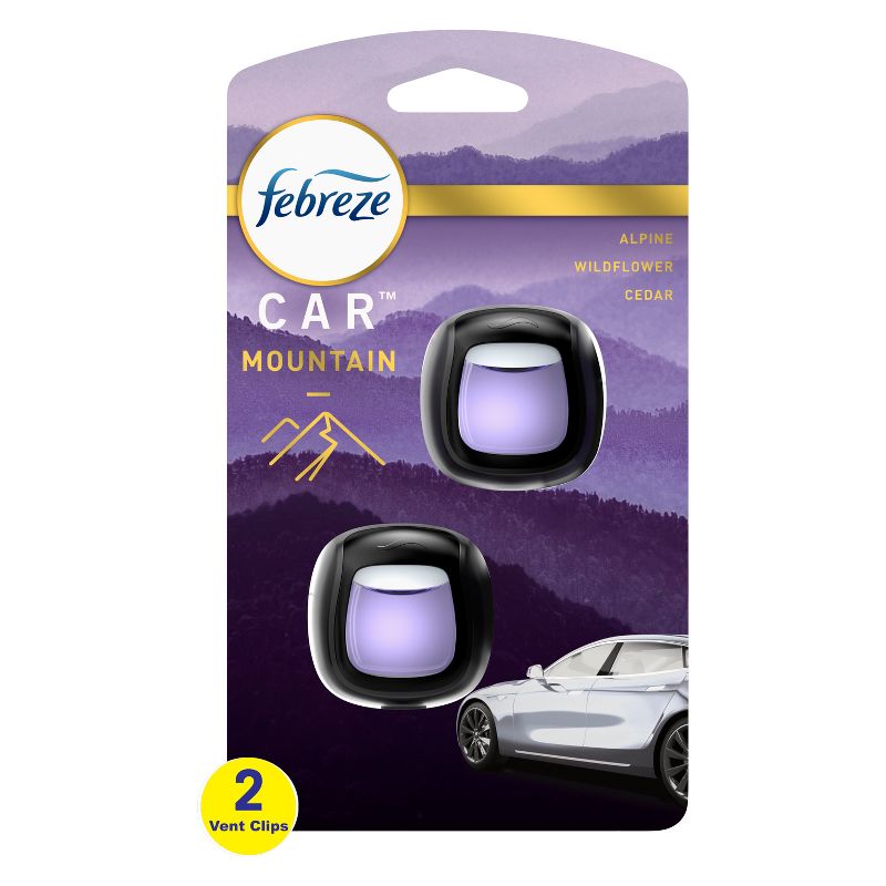 Febreze Car Vent Clip Air Freshener - Mountain Scent - 0.14 fl oz/2pk, 1 of 11