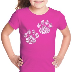 LA Pop Art Girl's Word Art T-shirt - Cat Mom - 1 of 4