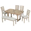 NicBex Dining Table Set for 6 Rubber Wood Dining Table Set with Wood Grain Pattern Tabletop Solid Wood Veneer for Kitchen - 3 of 4