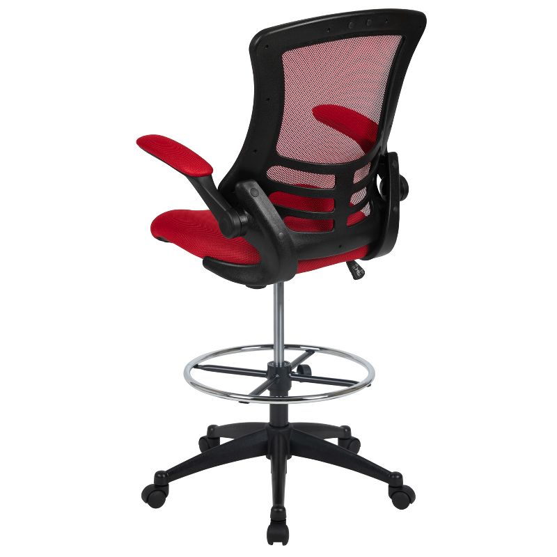 Flash Furniture Mid-Back Mesh Ergonomic Drafting Chair with Adjustable Foot Ring and Flip-Up Arms, 4 of 18