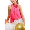Women's TIE NECK CORSAGE FLOWER DETAIL CHIFFON TOP - Vine & Love - 3 of 4