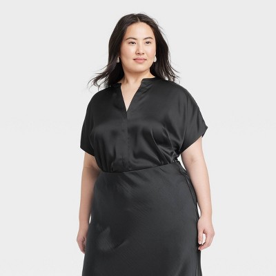 Women's Short Sleeve V-Neck Blouse - A New Day™