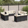 vidaXL Patio Sofa Set with Cushions Outdoor Conversation Furniture Poly Rattan - Black and Cream Without Table - 2 of 4