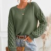 Women‘s Cream Sweater Long Sleeve Honeycomb Knit Pullover -Cupshe - 3 of 4