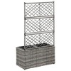 vidaXL Trellis Raised Bed with 2 Pots 22.8" x 11.8" x 42.1" Poly Rattan Gray - 3 of 4