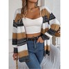 Clearlove Womens Color Block Cardigan Sweater Striped Open Front 2025 Fall Chunky Knit Loose Coats - 4 of 4