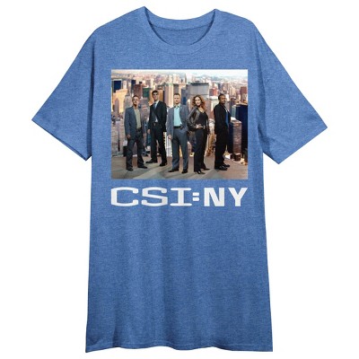 Csi: New York Main Cast Nyc Skyline Crew Neck Short Sleeve Blue Heather ...