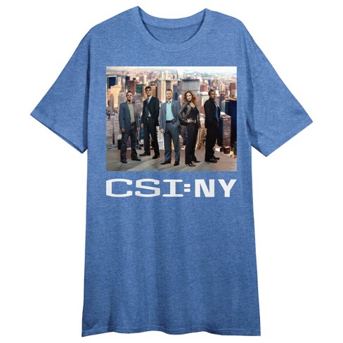 Csi: New York Main Cast Nyc Skyline Crew Neck Short Sleeve Blue Heather  Women\'s Night Shirt : Target