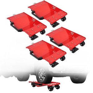 4 PCS Car Dolly Set with Tow Hook, 8000 LB Vehicle Dollies with Sidebar, Reinforced Handle, Wheel Dollies with Brake, Ideal for Moving Truck, Vehicle - 1 of 4
