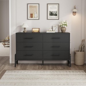 6 Dresser for Bedroom, 52" Wide Drawer with Large Storage Space, Freestanding Wooden Closet Storage Dresser Chest for Living Room, Bedroom, Entryway - 1 of 1
