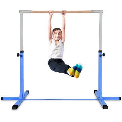 Costway Adjustable Steel Horizontal Training Bar Gymnastics Junior Home Practice Blue
