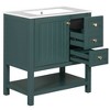 FURNIinspire Bathroom Storage Cabinets 30 Inch Bathroom Vanity Cabinet Combo With Ceramic Sink, Bathroom Under Sink Organizer, Green, 18.3"*30"*33.59" - 2 of 4